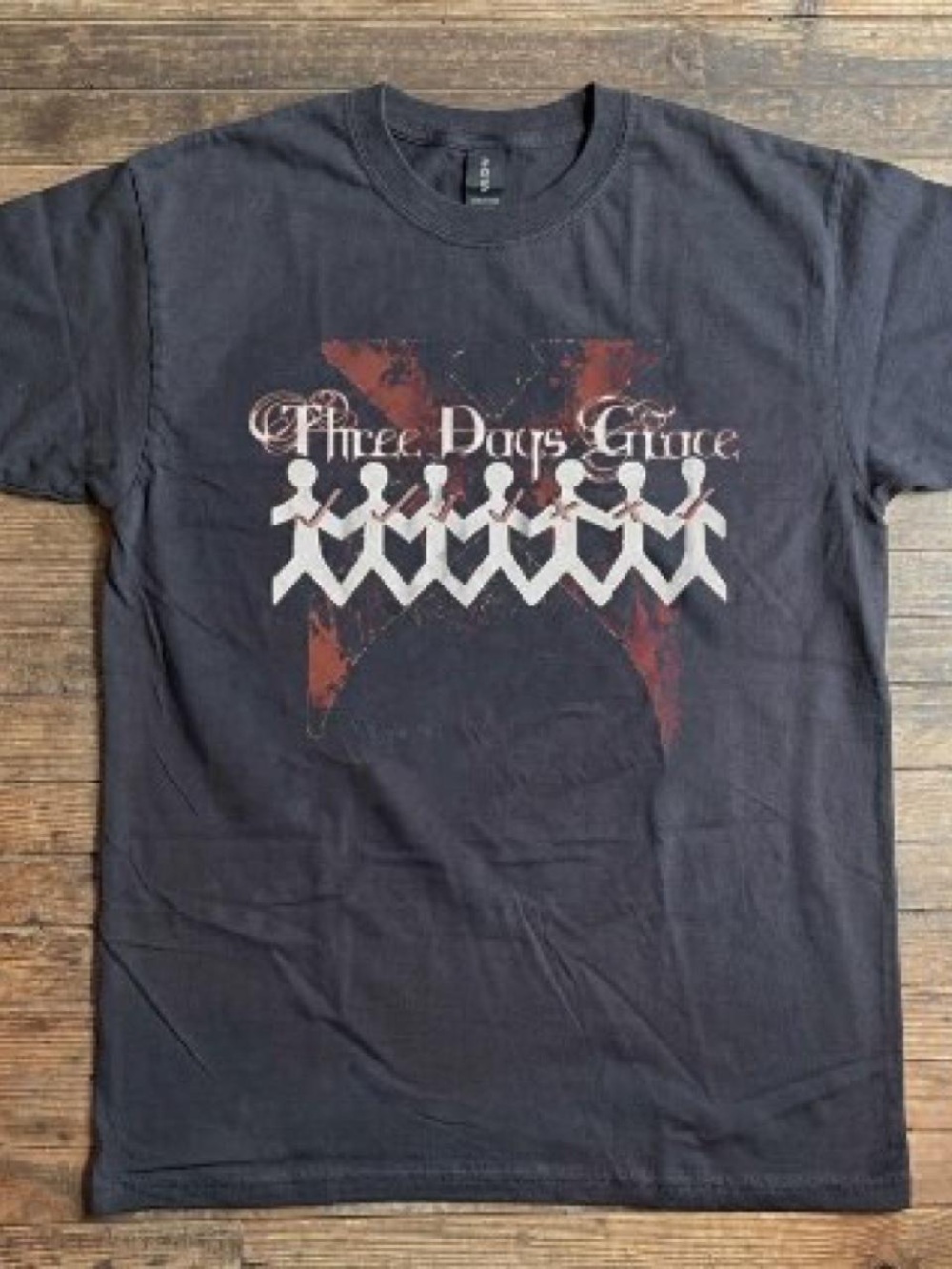 Gildan Black Three Days Grace Graphic Tee with Red and White Print